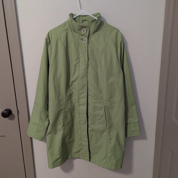 Normcore Eddie Bauer Christine Apple Trench Coat Raincoat Lime Green Jacket XXL - Picture 7 of 8